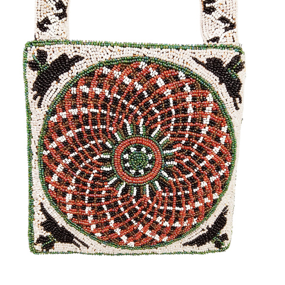 Christiana Fully Beaded Square Crossbody Bag 7" x 7" BOHO Multicolor EUC - Picture 3 of 7